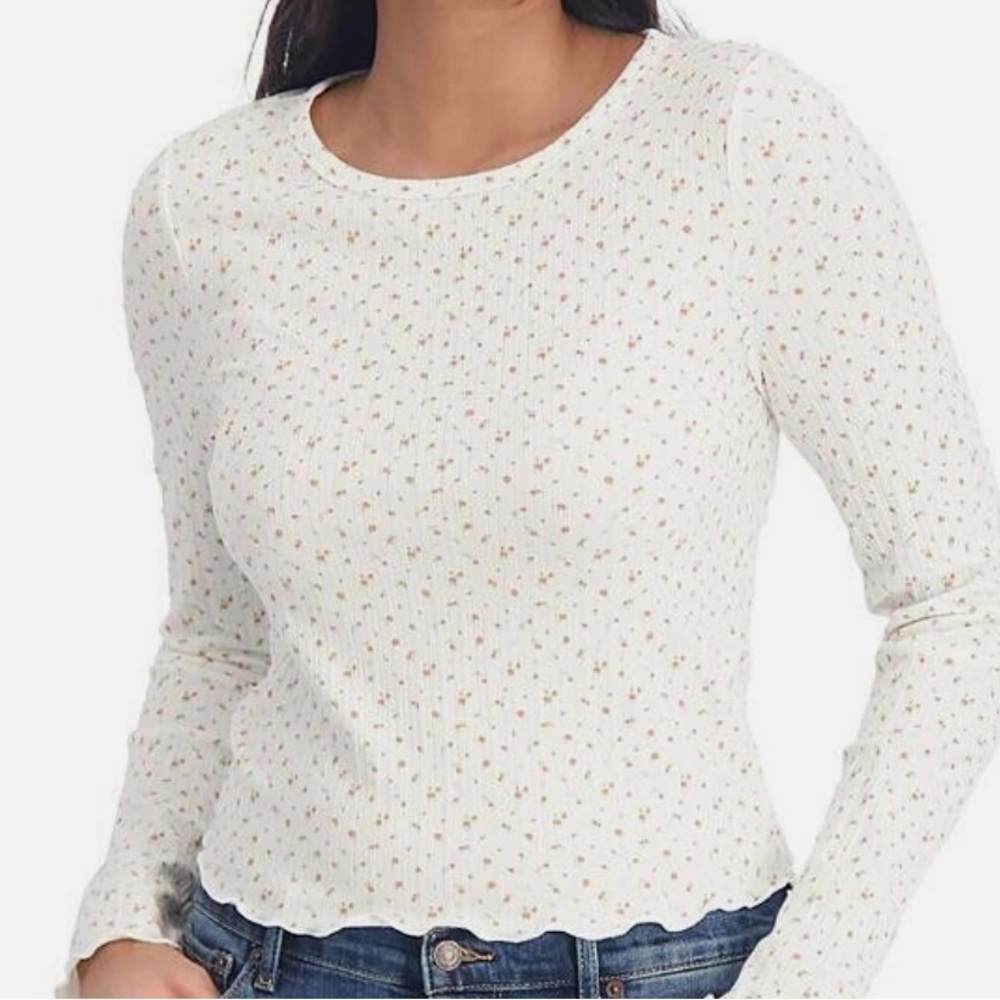 Women's White Floral Long Sleeve Top